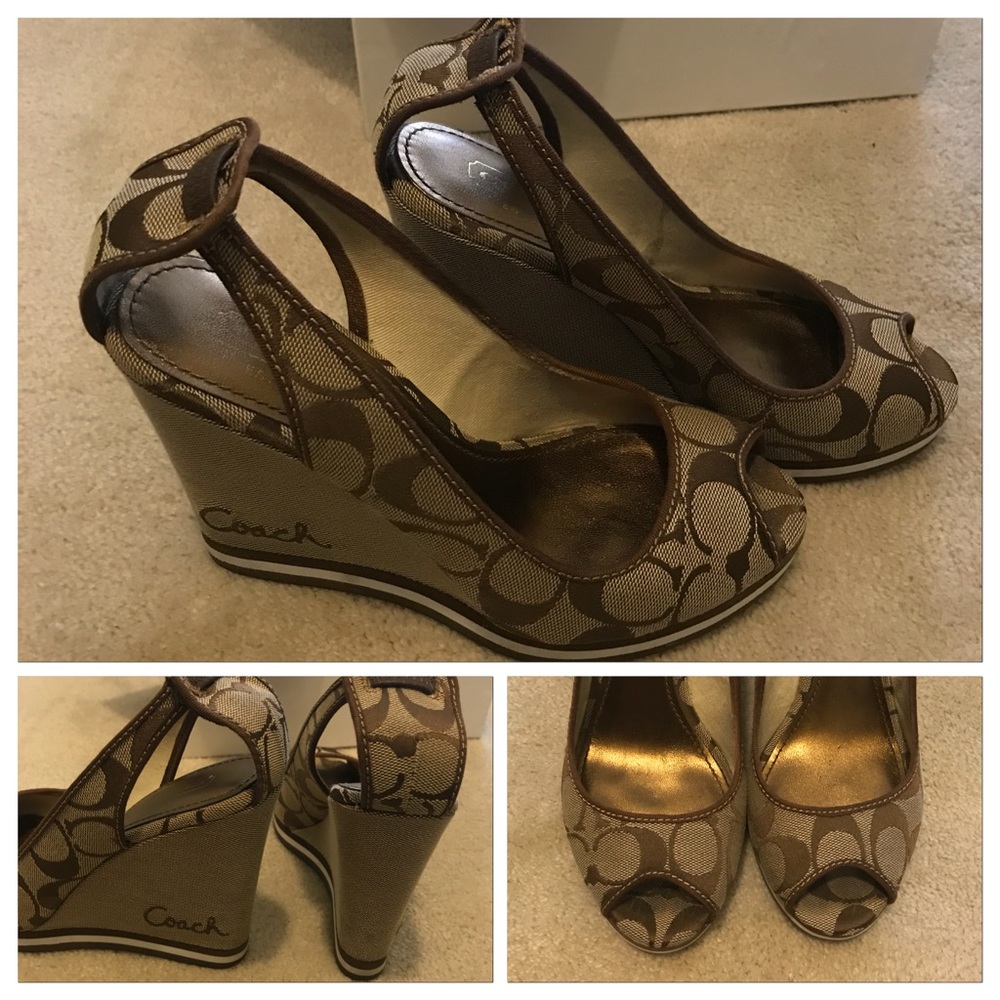 Coach logo canvas wedges